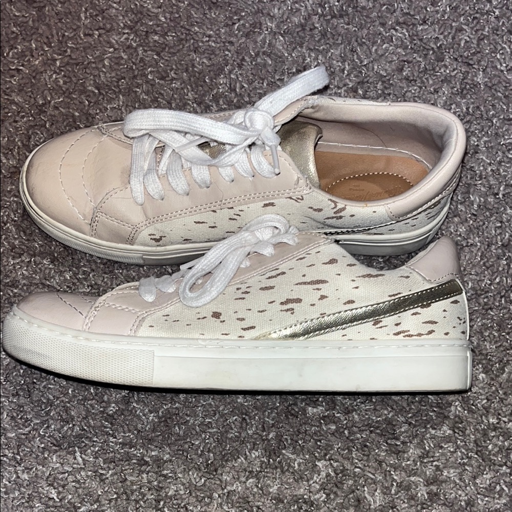 Women's Cream and Gold Sneakers